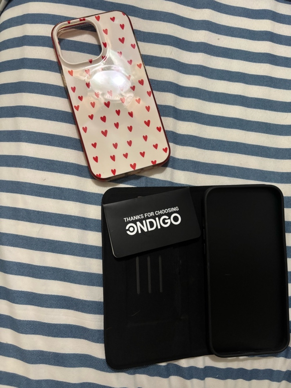 Indigo Heart Pattern Clear Pink Red Trim iPhone Case